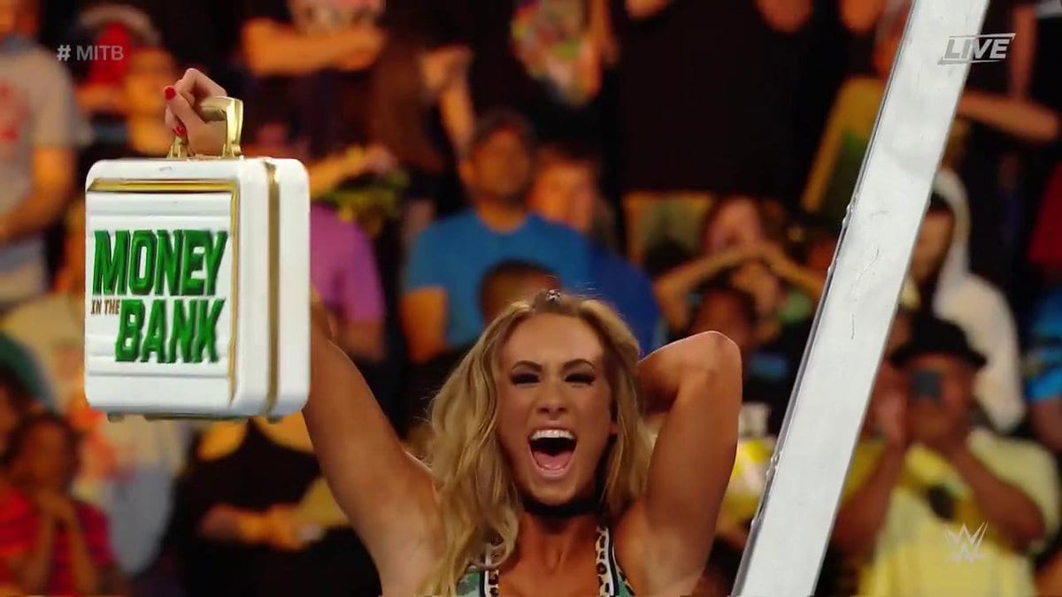 Carmella wins the first ever Women's Money In The Bank Ladder match