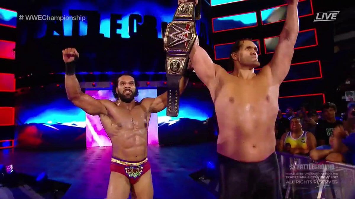 The Great Khali returns to WWE at Battleground 2017 PPV during the Punjabi Prison match and helps Jinder Mahal retain the WWE Championship