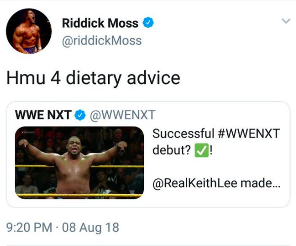 Riddick Moss Takes A Shot At Keith Lee's Weight