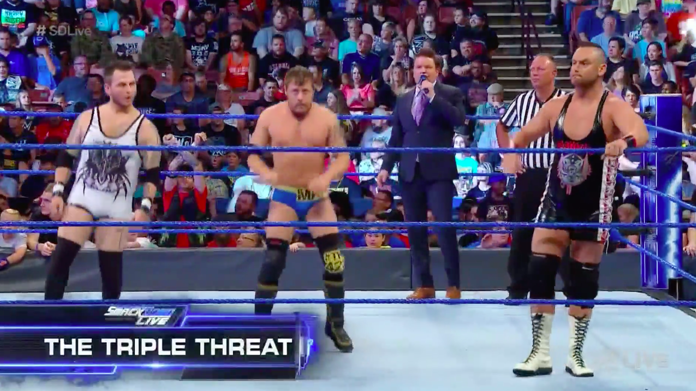 The Triple Threat Jobbers Stable On WWE SmackDown Live Attacked By The Bludgeon Brothers