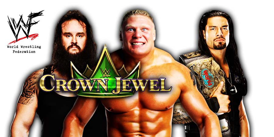 Roman Reigns vs. Brock Lesnar vs. Braun Strowman (Universal Championship Match) WWE Crown Jewel PPV Saudi Arabia 2018