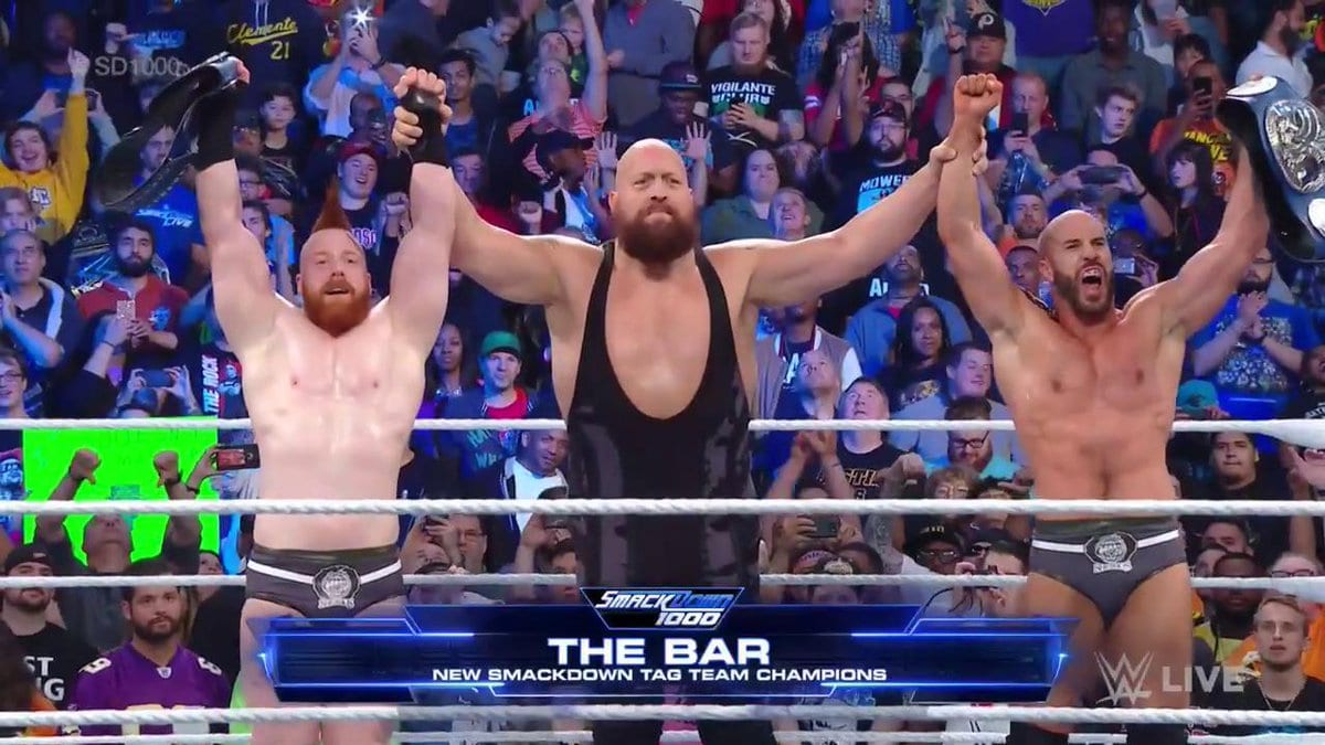 Big Show Turns Heel & Helps The Bar Wins SmackDown Tag Team Titles At SmackDown 1000