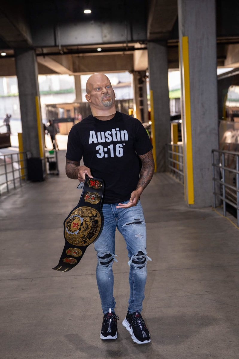 Damian Lillard dressed as Stone Cold Steve Austin