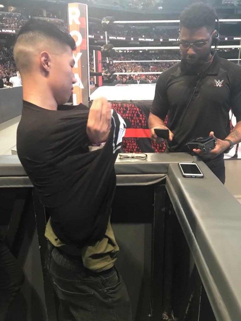 Fan Forced To Remove AEW All Elite Wrestling Shirt At Royal Rumble 2019