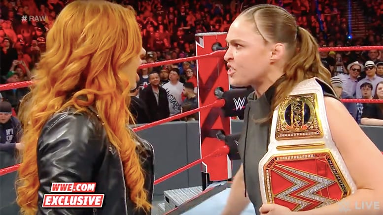 Ronda Rousey & Becky Lynch Team Up To Fight The Riott Squad After RAW Goes Off The Air February 11, 2019