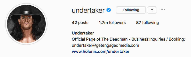 The Undertaker Official Instagram