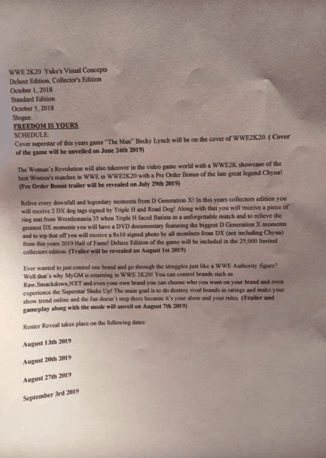 Chyna to be the pre order bonus character in WWE 2K20 video game according to leaked document