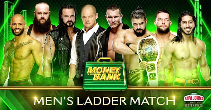 Men's Money In The Bank 2019 Ladder Match Ricochet Braun Strowman Drew McIntyre Baron Corbin Randy Orton Andrade Finn Balor Ali