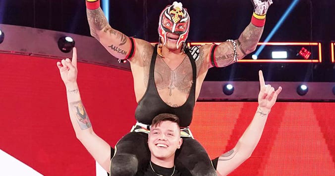 Rey Mysterio with his son Dominick on WWE RAW 2019