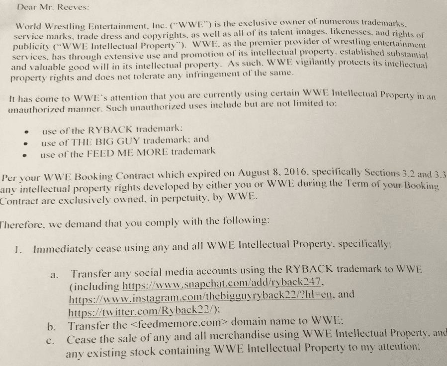 Ryback Releases Document In Which WWE Tried To Threaten Him