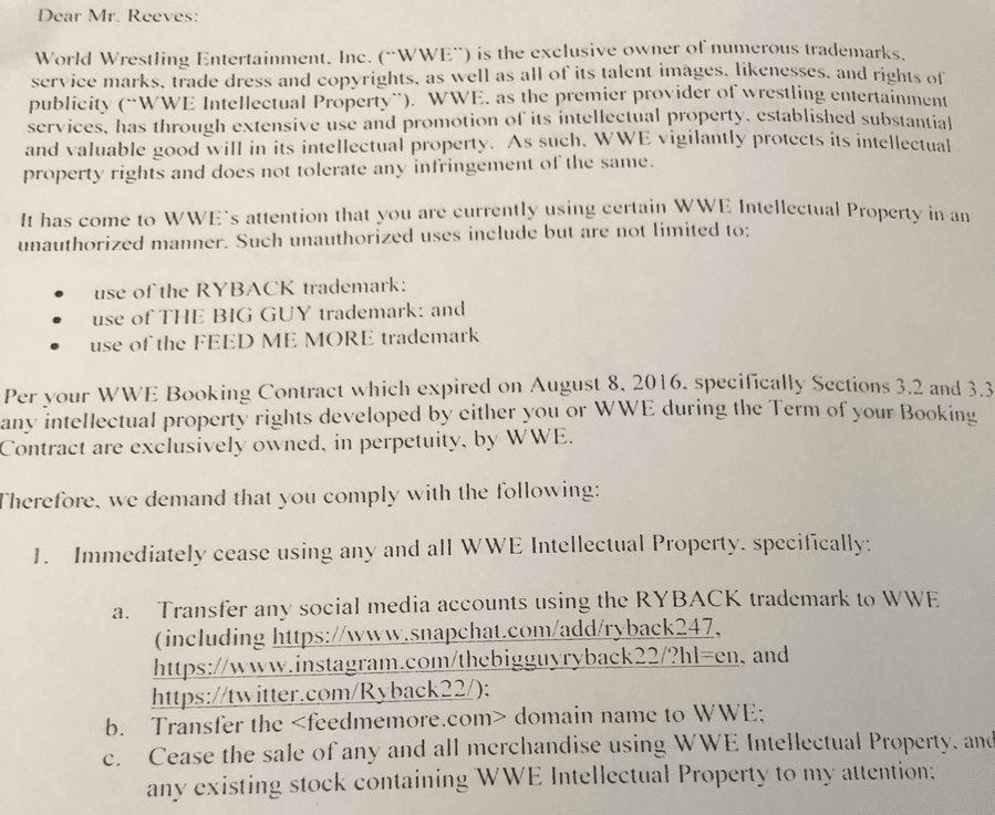 Ryback Releases Document In Which WWE Tried To Threaten Him