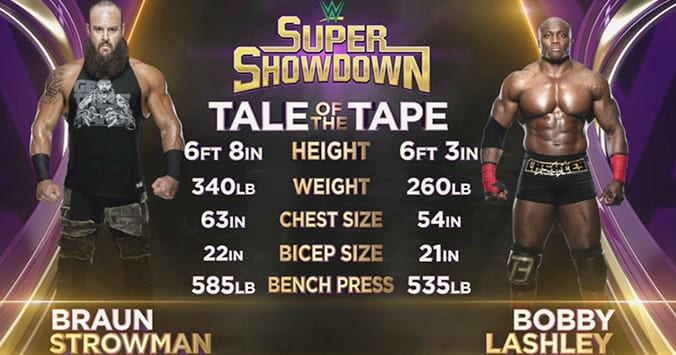 Braun Strowman Bobby Lashley Tale Of The Tape WWE Super ShowDown 2019