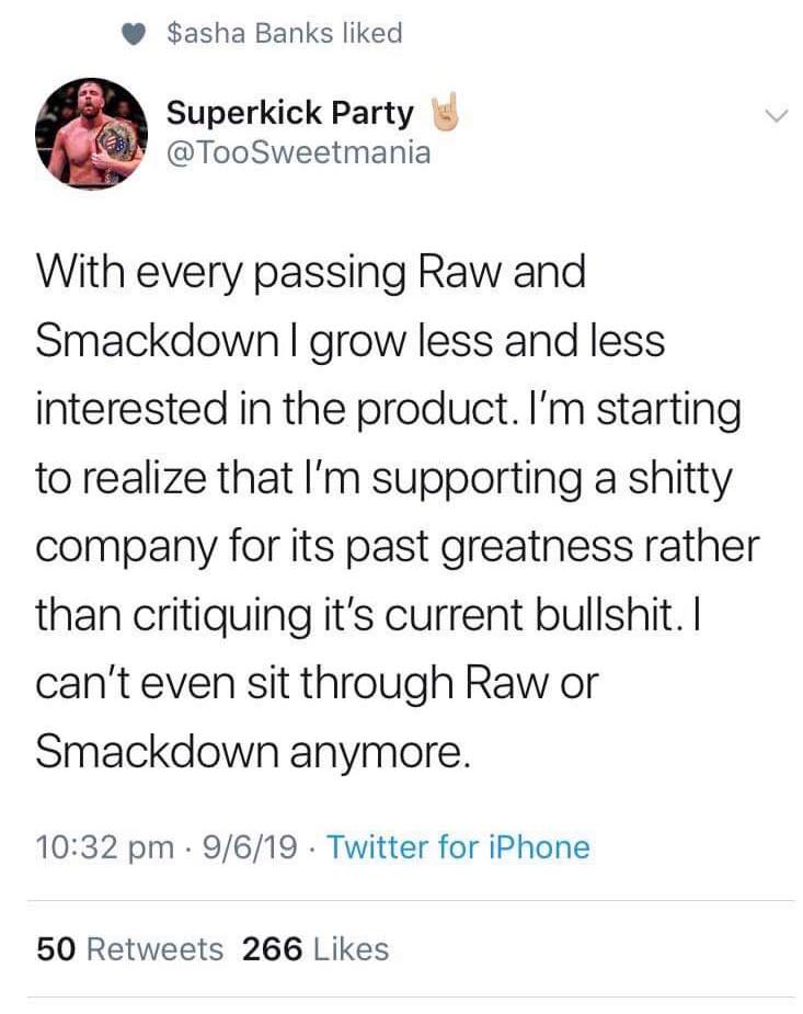 Sasha Banks Agrees With A Fan That WWE Is A Shitty Company