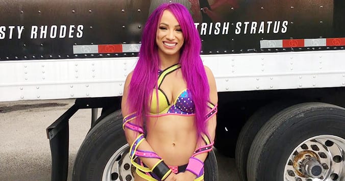Sasha Banks In Front Of A WWE Production Truck