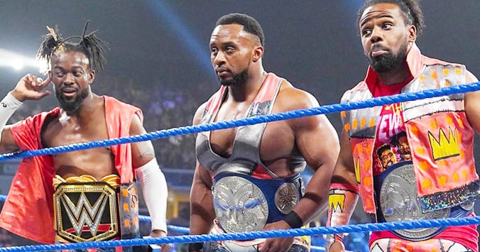 WWE Champion Kofi Kingston Big E Xavier Woods SmackDown Tag Team Champions The New Day