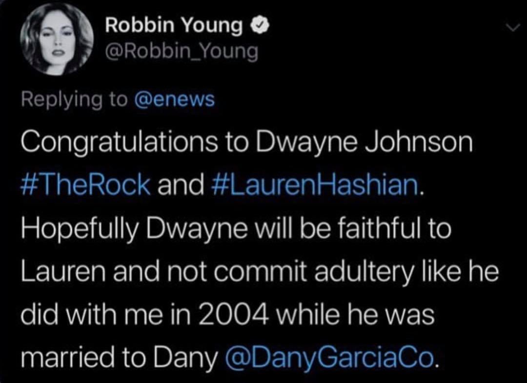 Robbin Young Claims The Rock Had An Affair With Her & Committed Adultery In 2004