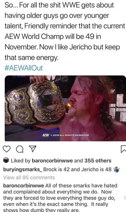 Baron Corbin Rips Smarks Over Chris Jericho's AEW World Title Win