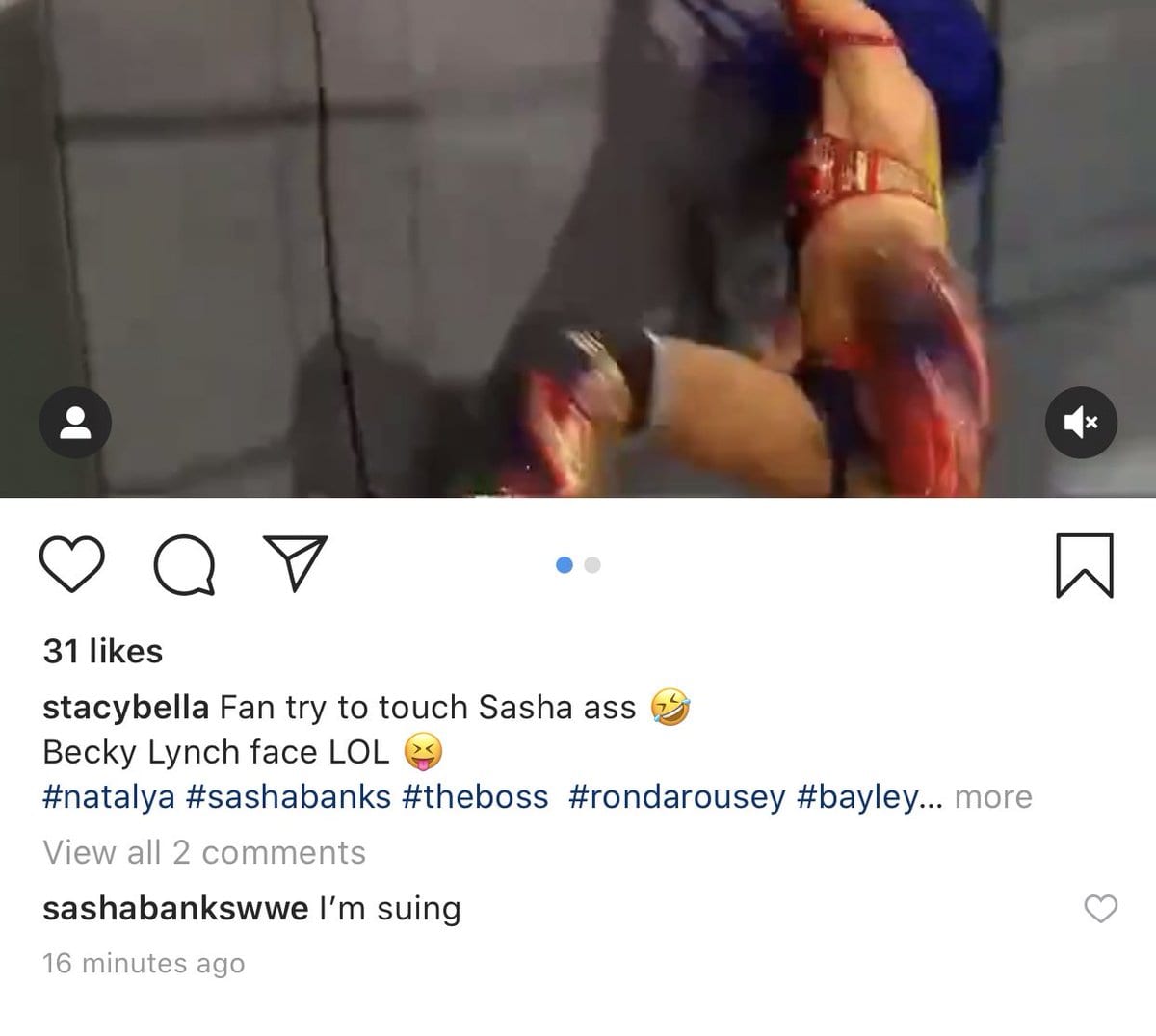 Sasha Banks Reacts To A Fan Trying To Touch Her Butt At Clash Of Champions 2019