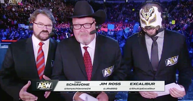 All Elite Wrestling AEW Dynamite Announce Commentary Team Tony Schiavone Jim Ross Excalibur