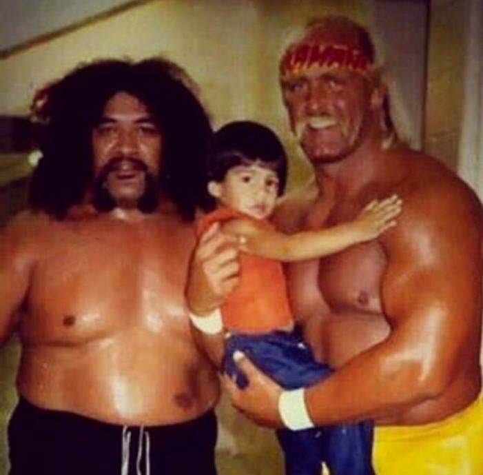 Baby Roman Reigns with Hulk Hogan during the 1980s WWF Golden Era