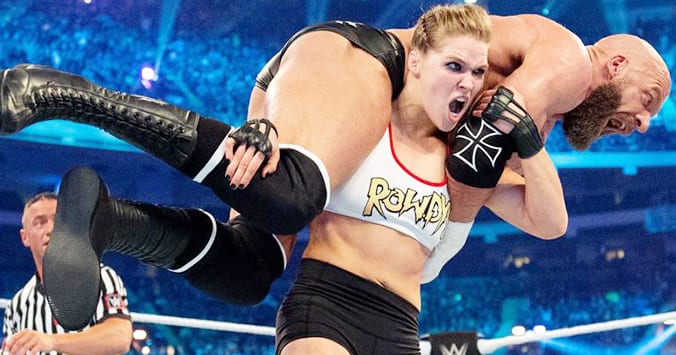 Ronda Rousey Lifts Triple H At WWE WrestleMania 34