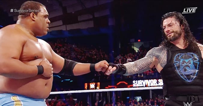 Keith Lee Roman Reigns Fist Bump Survivor Series 2019