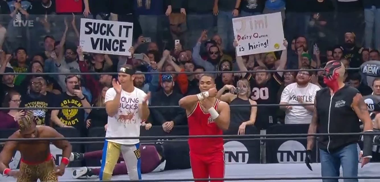 Suck It Vince Sign AEW Dynamite