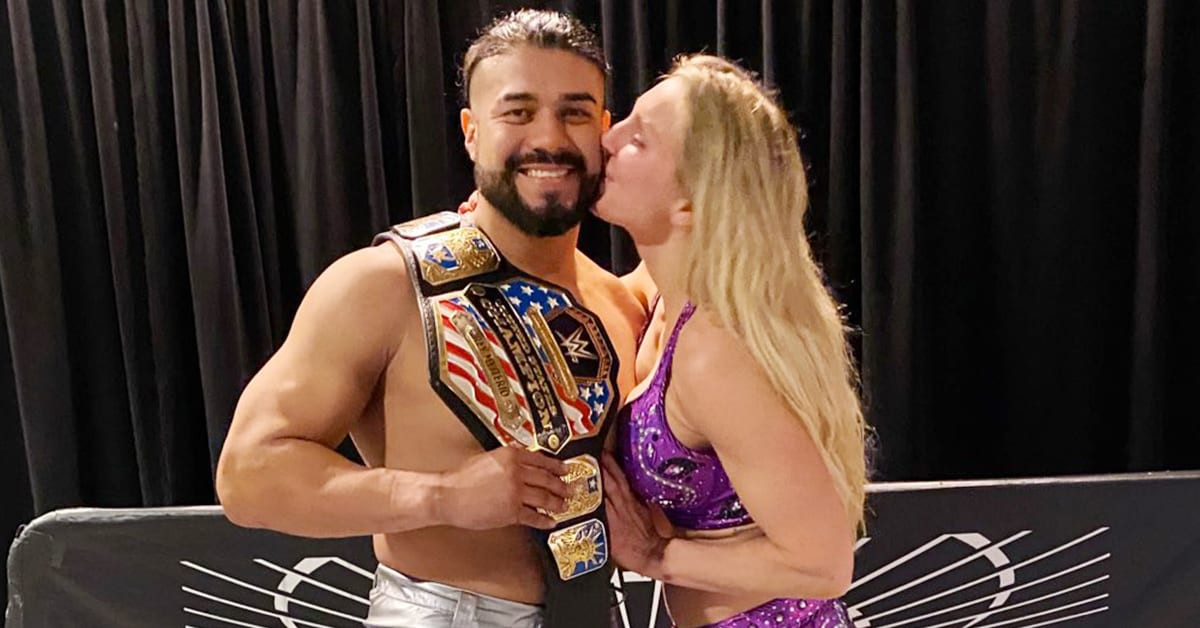 Charlotte Flair kisses United States Champion Andrade