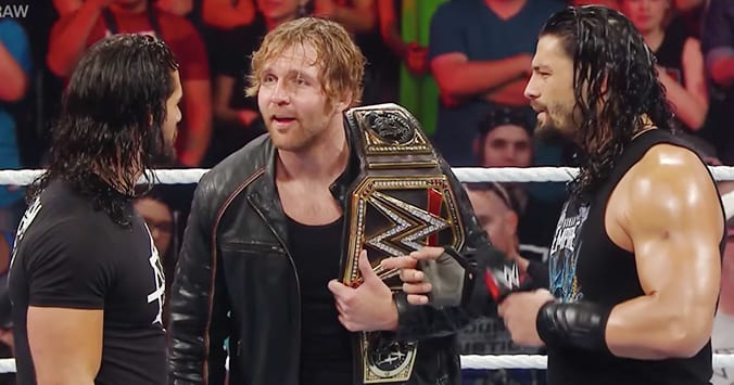 Seth Rollins WWE Champion Dean Ambrose Jon Moxley Roman Reigns Shield WWE RAW After Money In The Bank 2016