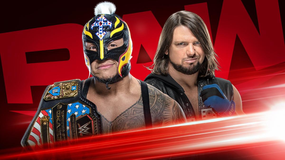United States Champion Rey Mysterio vs AJ Styles - WWE RAW 2019