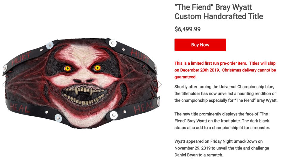 WWE Selling Fiend Title Belt For $6,500