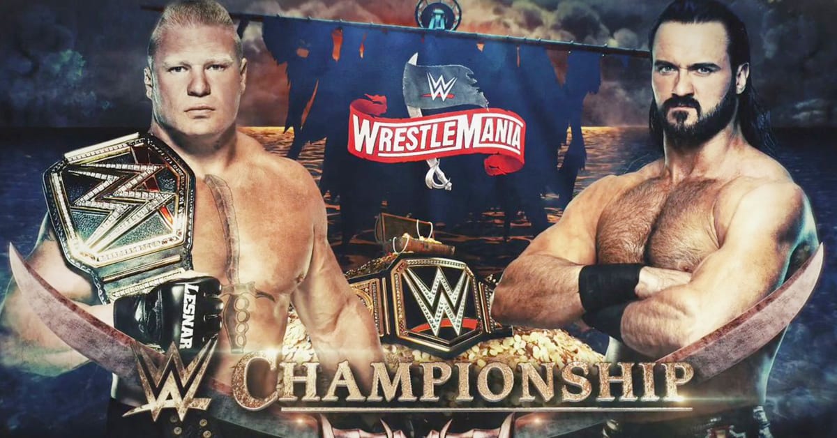 Brock Lesnar vs Drew McIntyre - WWE Championship Match (WrestleMania 36 Official Graphic)