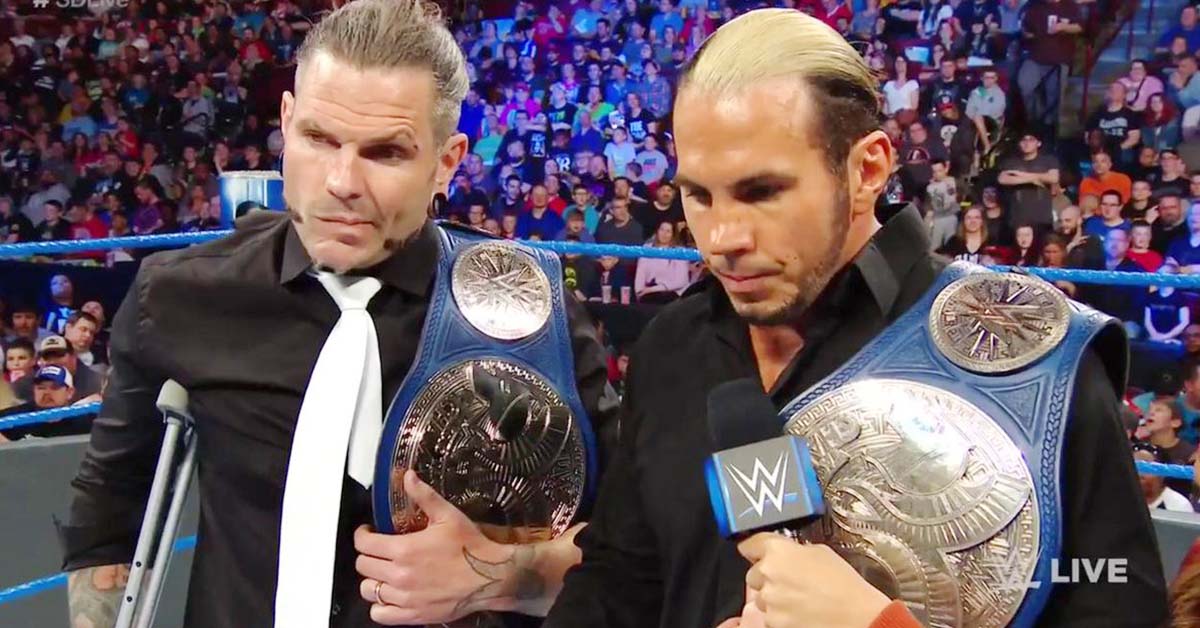 Jeff Hardy Matt Hardy Hardy Boyz Relinquish SmackDown Tag Team Championship WWE 2019