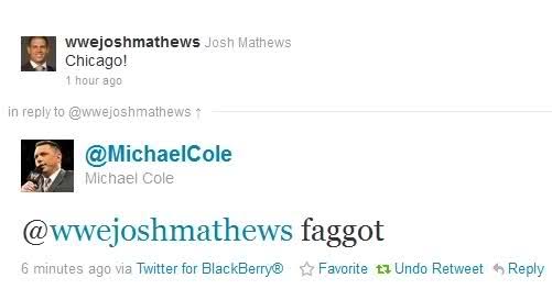 Michael Cole Josh Mathews Faggot Tweet