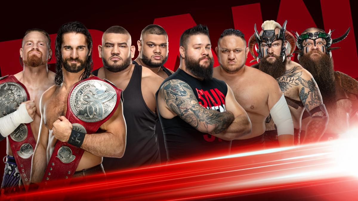 Seth Rollins Murphy AOP vs Kevin Owens Samoa Joe Viking Raiders