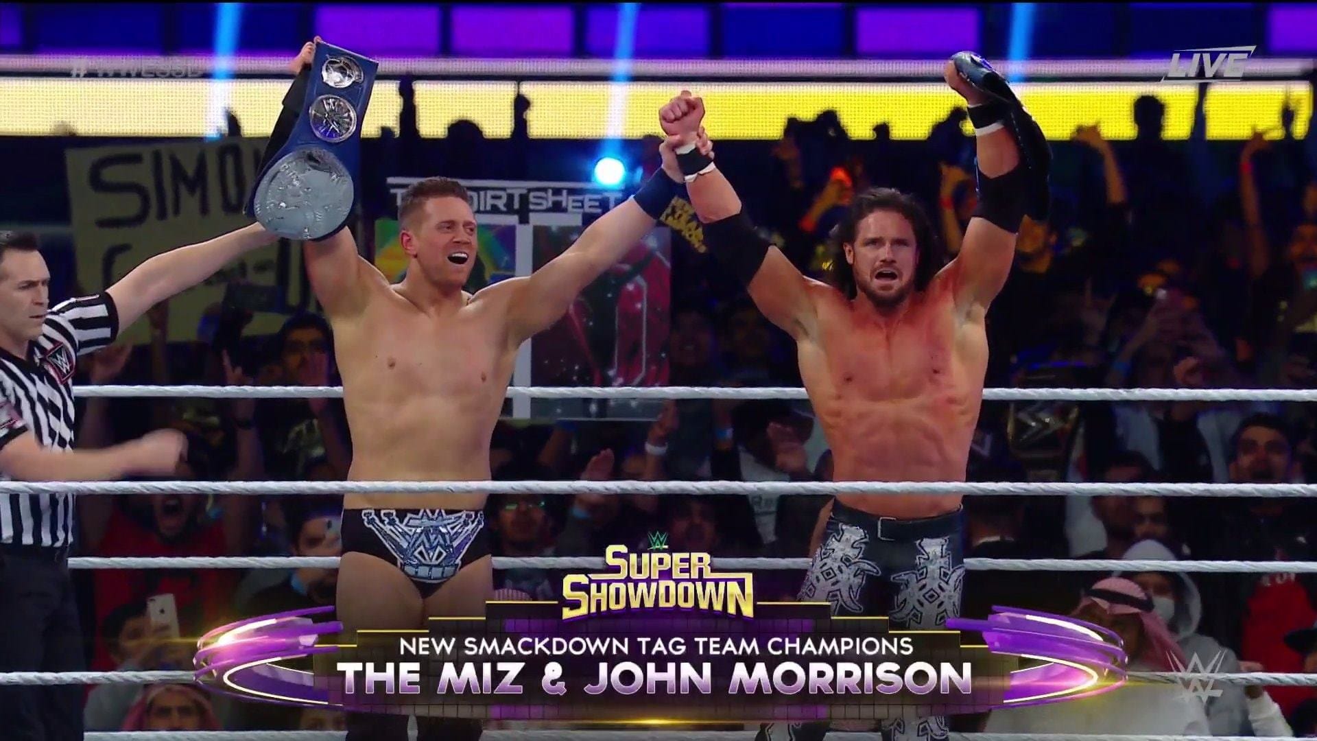 The Miz John Morrison Win SmackDown Tag Team Championship At WWE Super ShowDown 2020