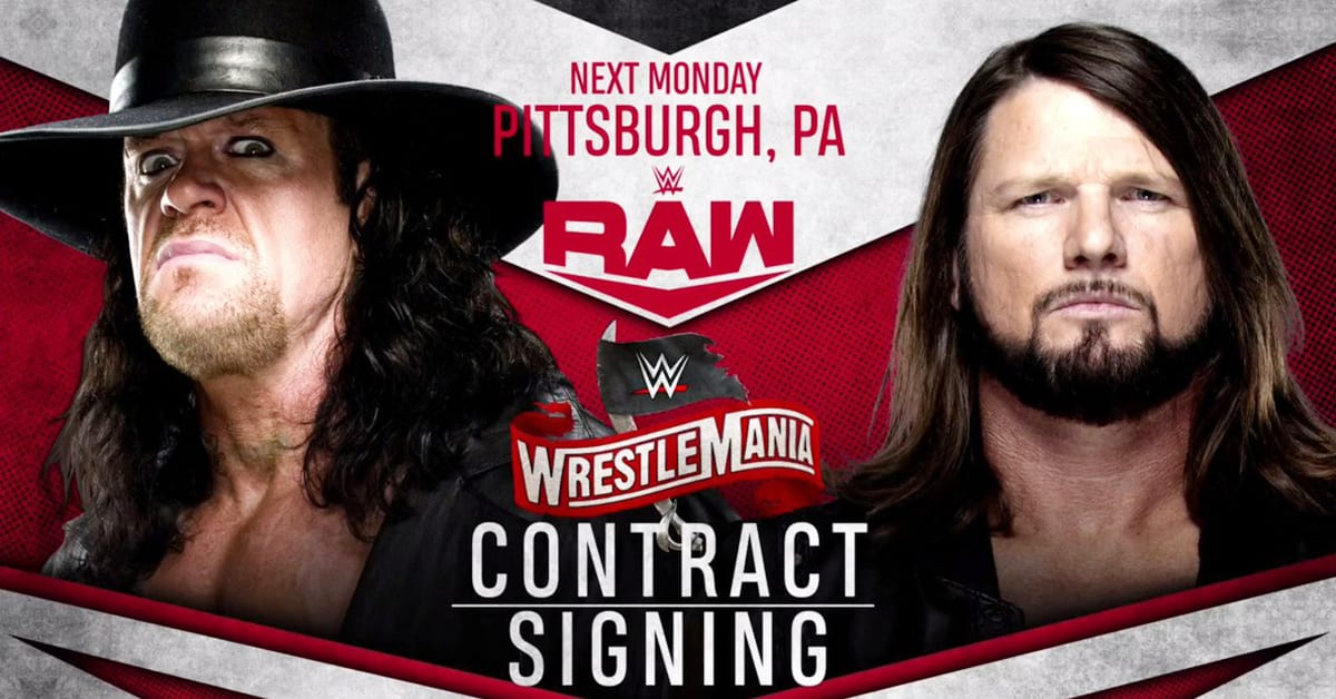 The Undertaker AJ Styles WrestleMania 36 Contract Signing On RAW March 2020