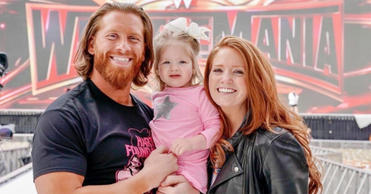 Curt Hawkins with his wife and daughter at WrestleMania 35