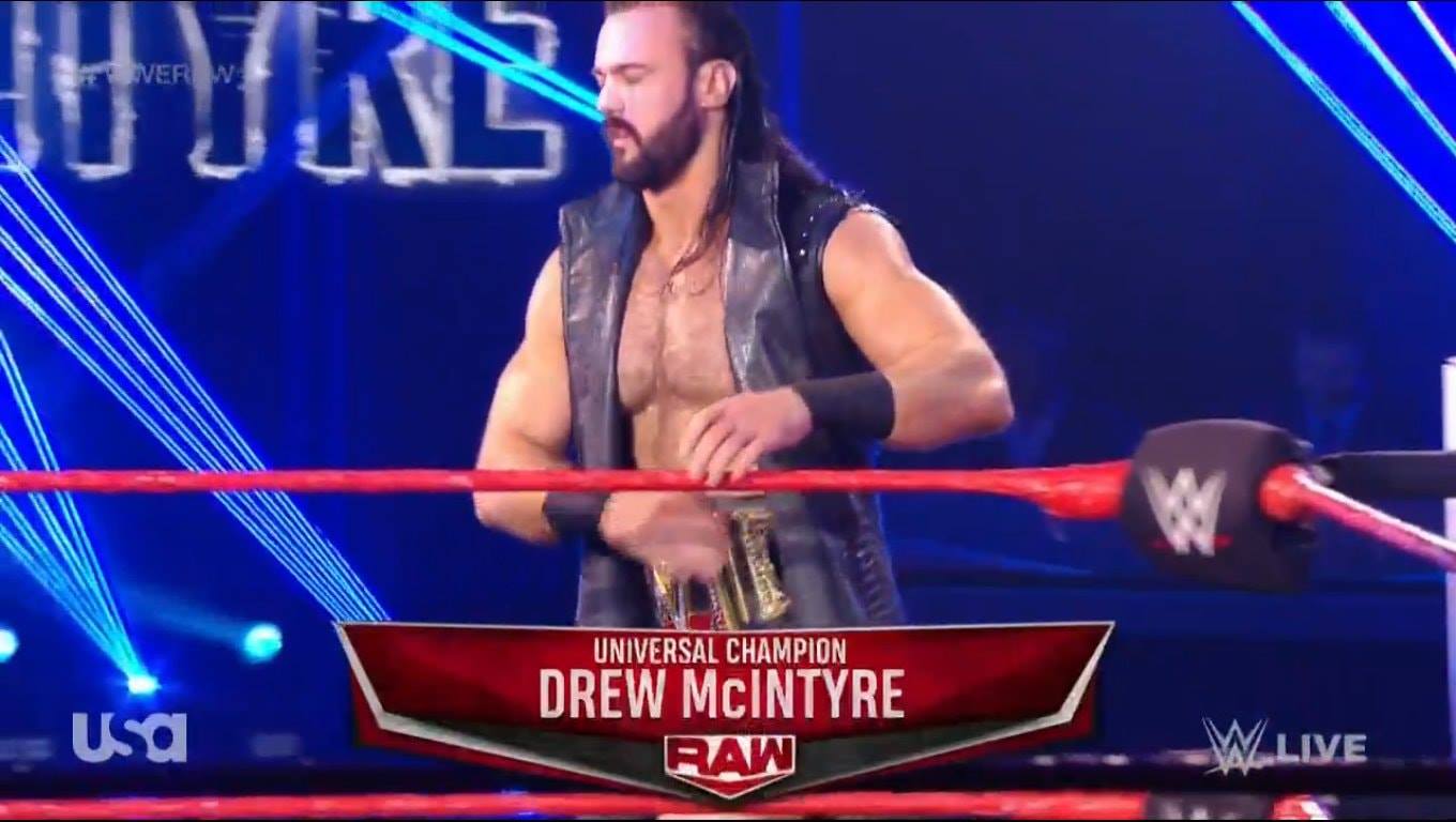 Drew McIntyre RAW Name Graphic Botch Universal Champion