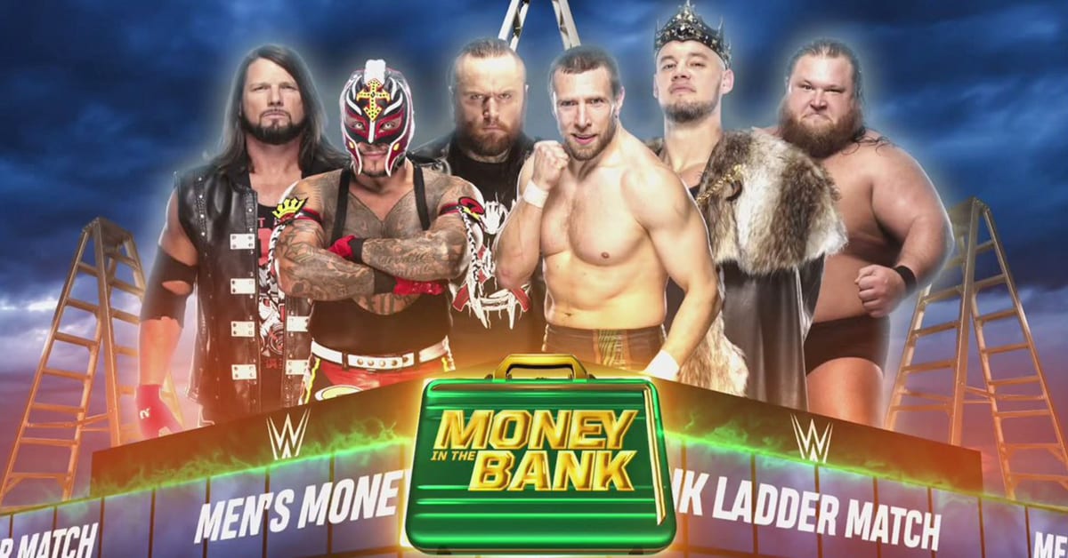 Men's Money In The Bank 2020 Graphic - AJ Styles vs Rey Mysterio vs Aleister Black vs Daniel Bryan vs King Corbin vs Otis