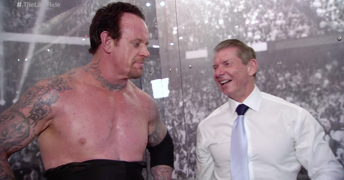 The Undertaker Vince McMahon Laughing Backstage At WrestleMania 31 WWE 2015