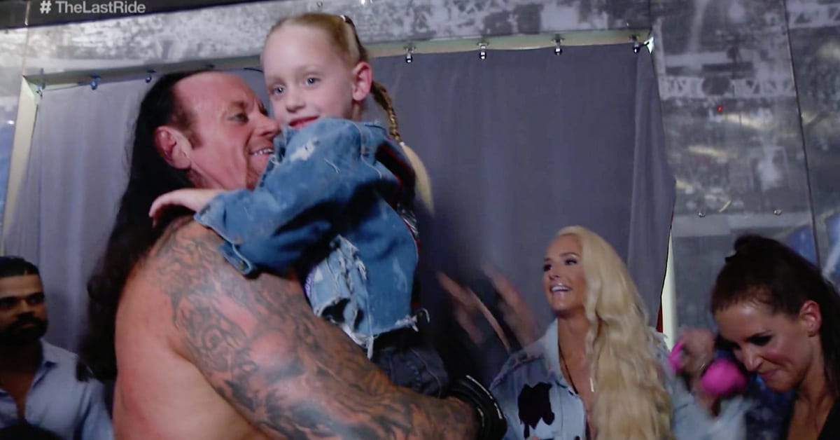 The Undertaker backstage after his WrestleMania 34 match with his daughter Kaia Stephanie McMahon Michelle McCool