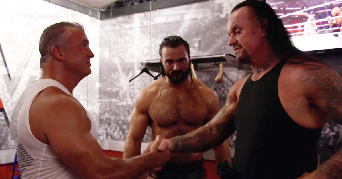 The Undertaker Shakes Shane McMahon Drew McIntyre Hands After WWE Extreme Rules 2019 Match Backstage