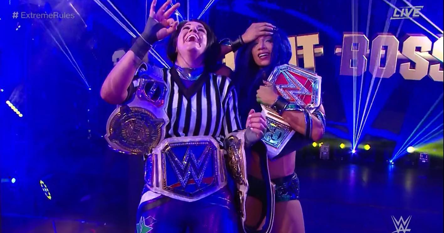 Bayley Helps Sasha Banks Win The RAW Women's Championship At WWE Extreme Rules 2020