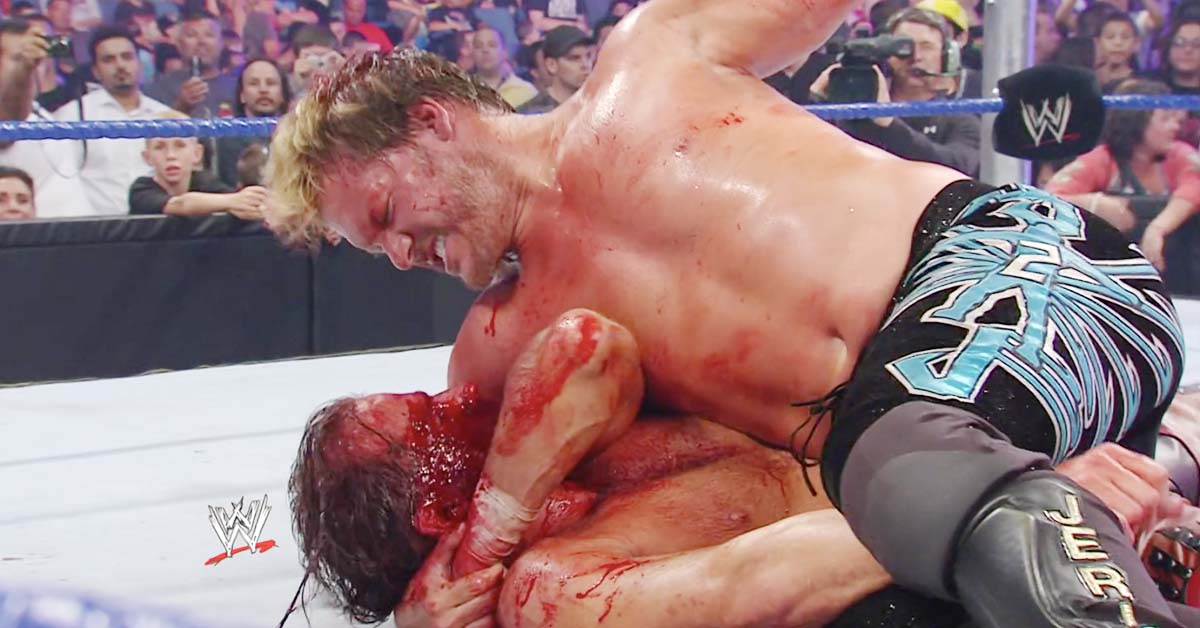 Chris Jericho Beats Up A Bloody Busted Open Shawn Michaels At WWE Great American Bash 2008