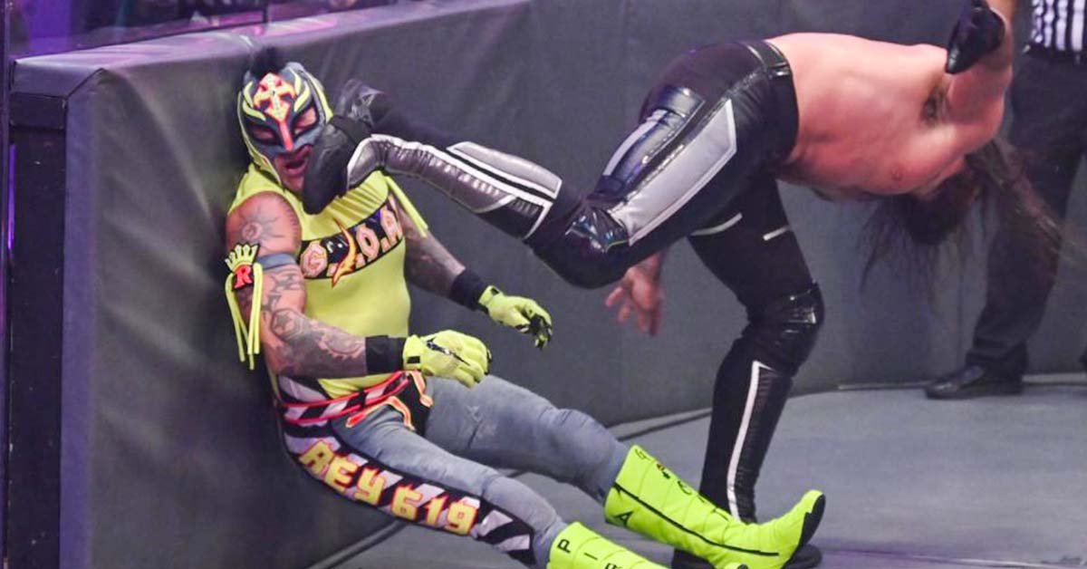 Rey Mysterio Superkicked In The Face Jaw By Seth Rollins WWE Extreme Rules 2020