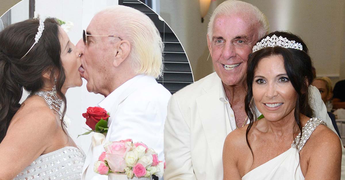 Ric Flair Kisses His Wife Wendy Barlow At Their Wedding