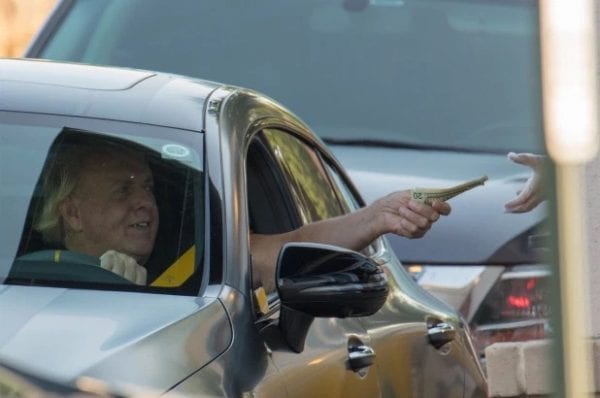 Ric Flair Without A Mask In A Car At Starbucks