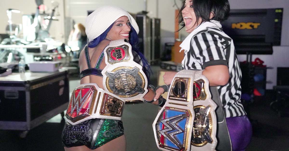 Sasha Banks RAW Women's Champion Backstage WWE Extreme Rules 2020 Bayley Double Champions