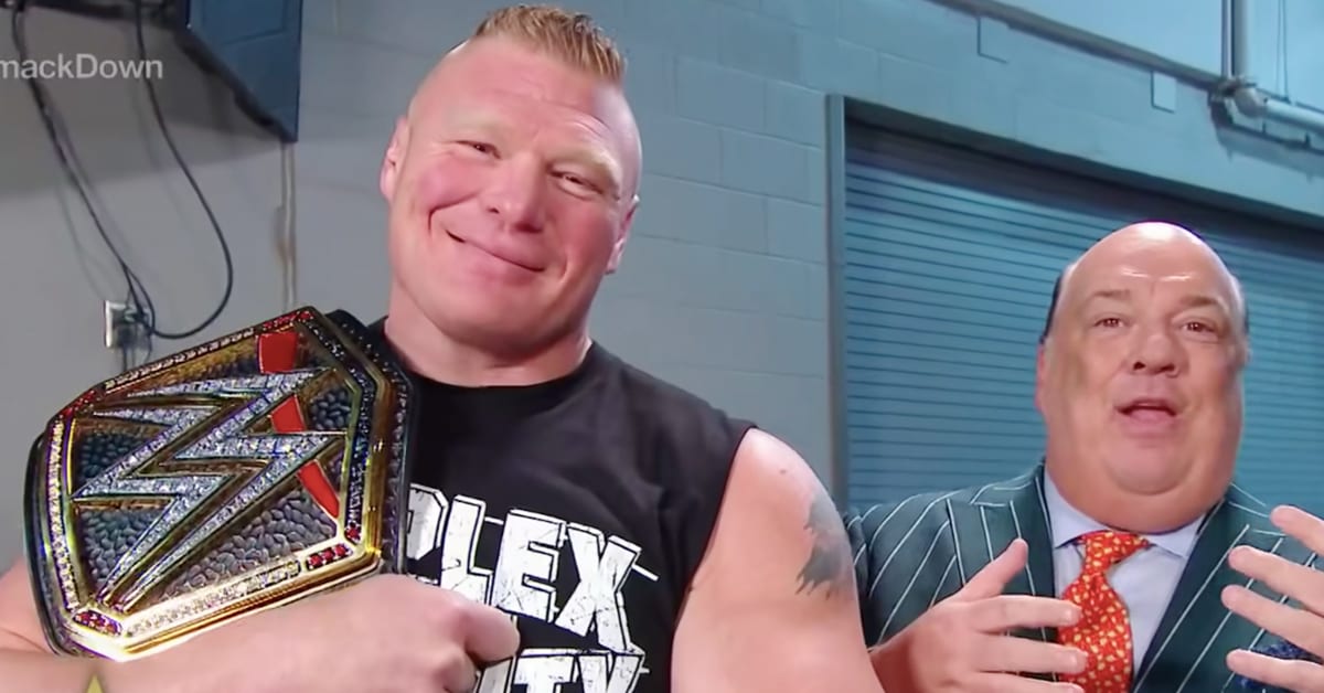 WWE Champion Brock Lesnar Smiling Paul Heyman